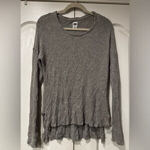 NSF Gray Distressed Waffle Knit Long Sleeve - Size S